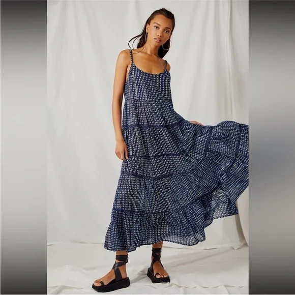 Free People | Dresses | Free People Intimately Midnight Dance Tiered Maxi  Dress Eclipse Combo Blue Small | Poshmark